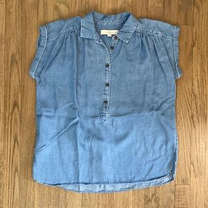 Loft Chambray cuffed sleeve blouse